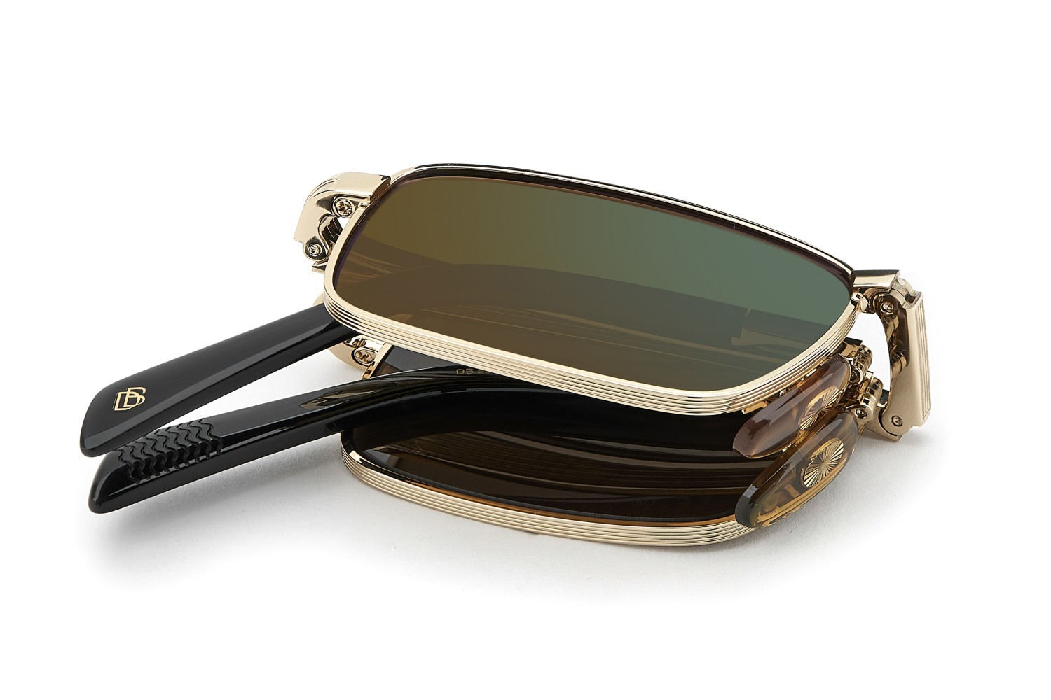 Occhiali da sole David Beckham Db 99/ORIGAMI 208139 RHL MT colore gold black 2 forma rettangolare lenti green mirror
