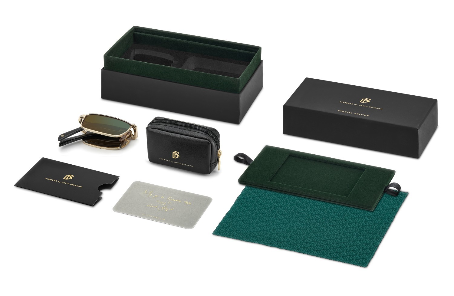 Occhiali da sole David Beckham Db 99/ORIGAMI 208139 RHL MT colore gold black 2 forma rettangolare lenti green mirror