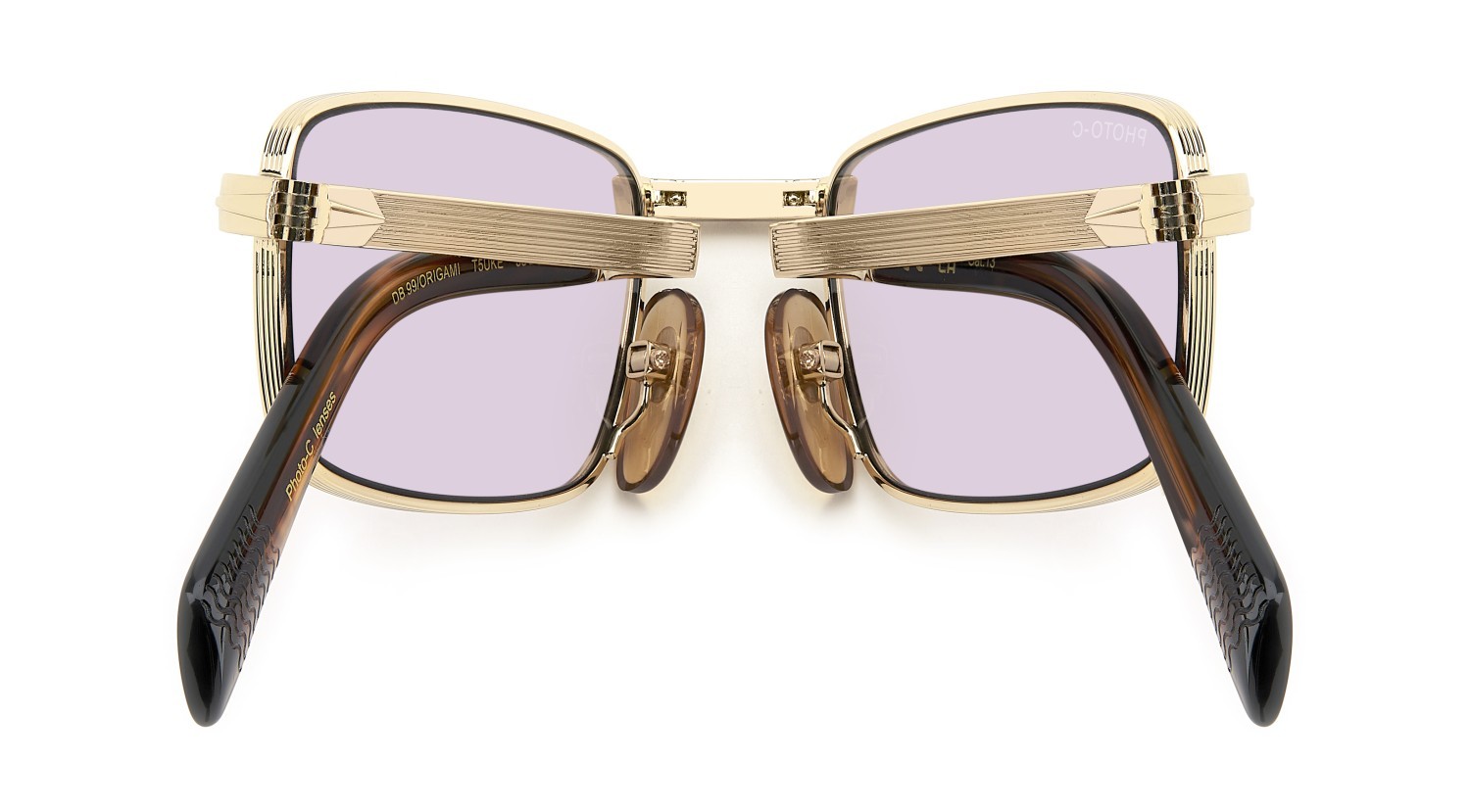 Sunglasses David Beckham Db 99/ORIGAMI 208139 T5U KE color gold brown horn shape rectangle lenses violet to grey photochromatic