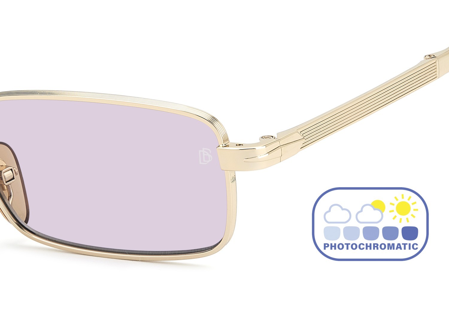 Sunglasses David Beckham Db 99/ORIGAMI 208139 T5U KE color gold brown horn shape rectangle lenses violet to grey photochromatic