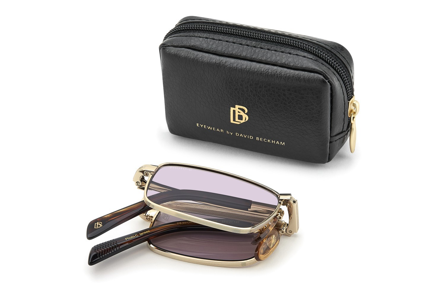 Sunglasses David Beckham Db 99/ORIGAMI 208139 T5U KE color gold brown horn shape rectangle lenses violet to grey photochromatic