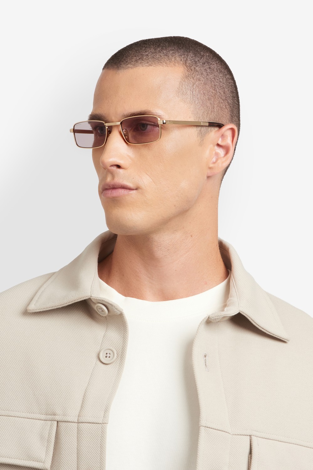 Sunglasses David Beckham Db 99/ORIGAMI 208139 T5U KE color gold brown horn shape rectangle lenses violet to grey photochromatic