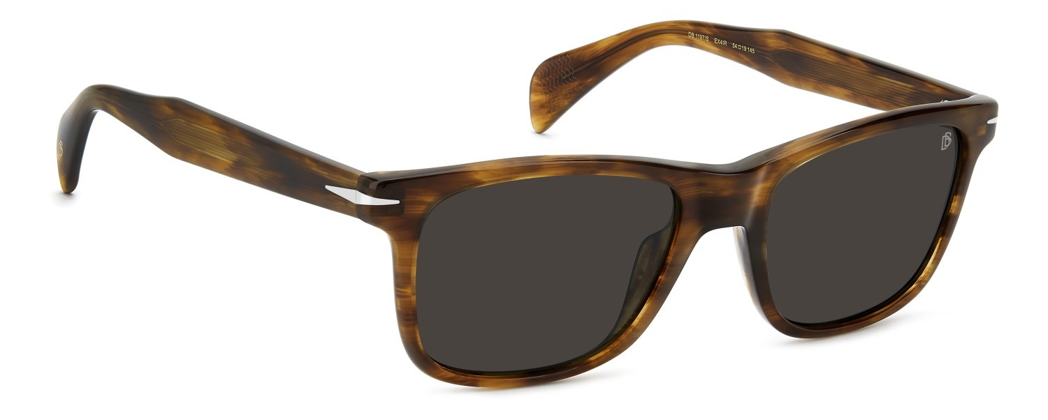 Sunglasses David Beckham Db 1197/S 208140 EX4 IR color brown horn shape rectangle lenses grey