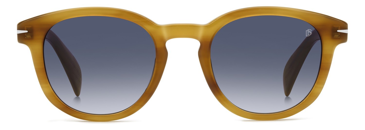 Sunglasses David Beckham Db 1198/S 208141 B4L 08 color yellow horn shape pantos lenses dk blue shaded