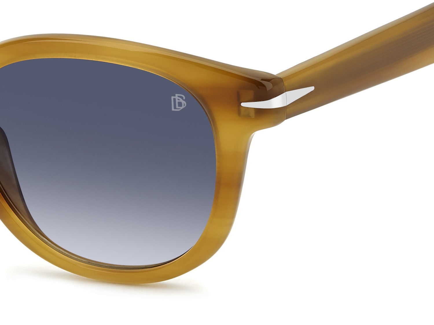 Sunglasses David Beckham Db 1198/S 208141 B4L 08 color yellow horn shape pantos lenses dk blue shaded