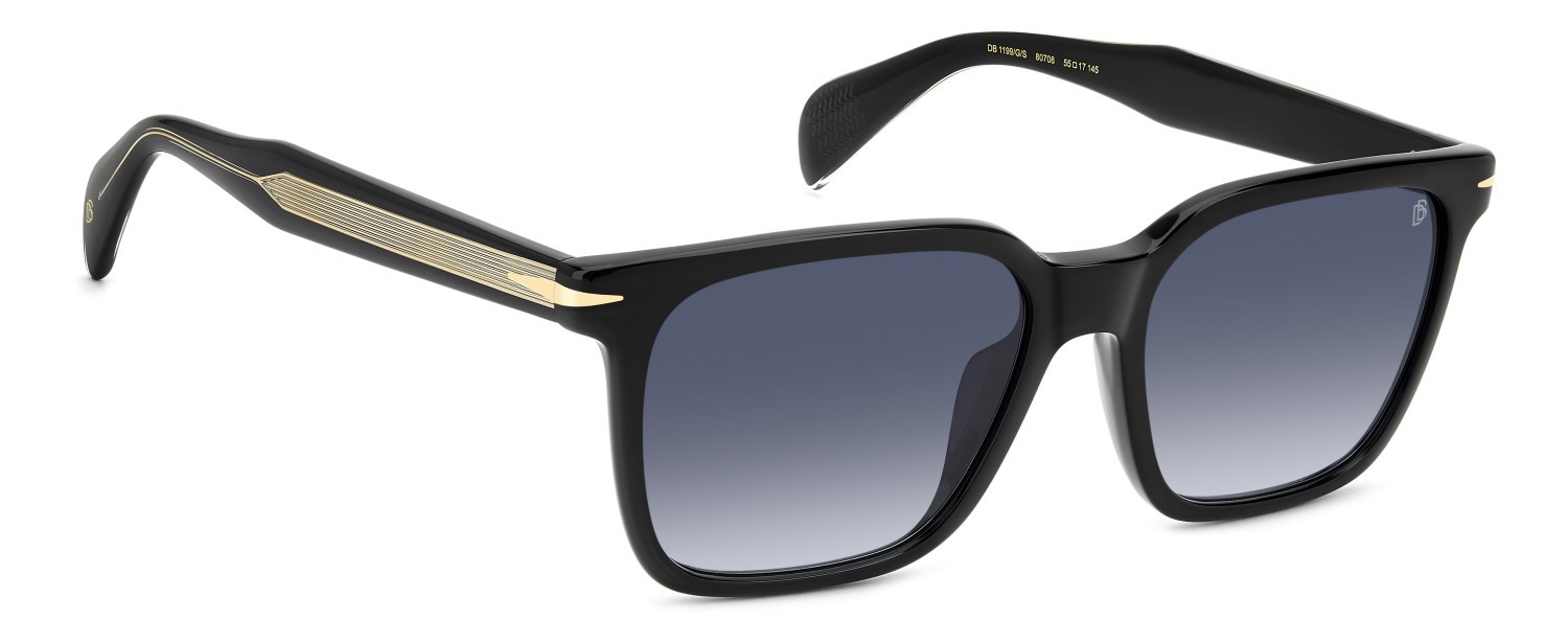 Sunglasses David Beckham Db 1199/G 208142 807 08 color black shape square lenses dk blue shaded