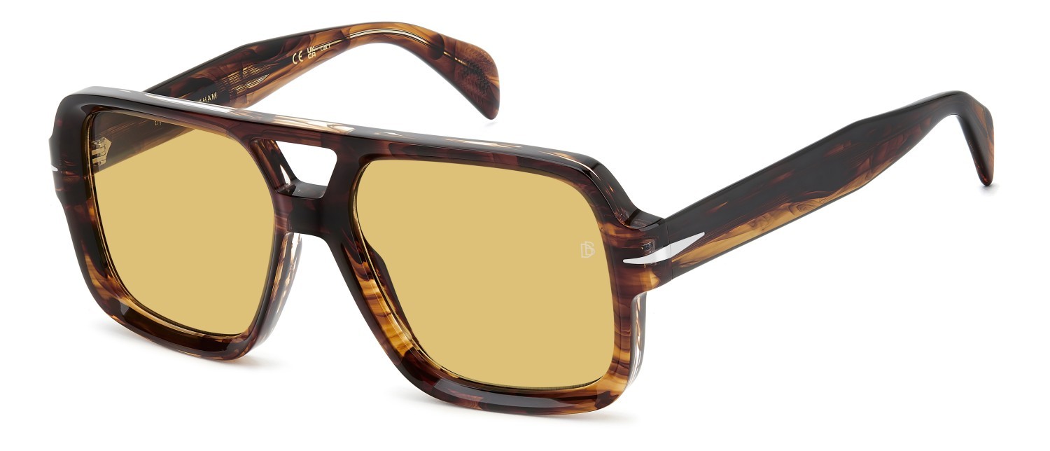Sunglasses David Beckham Db 7151/S 208145 EX4 HO color brown horn shape square lenses yellow