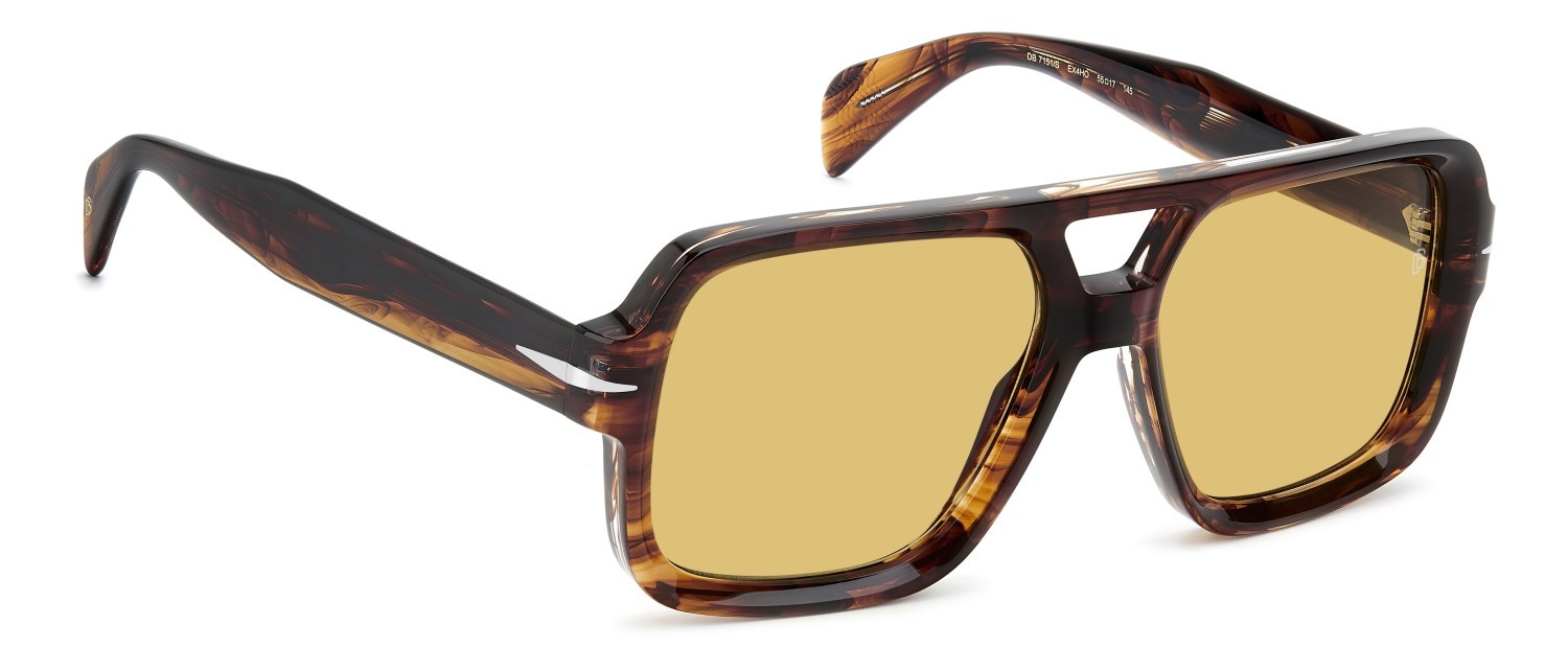 Sunglasses David Beckham Db 7151/S 208145 EX4 HO color brown horn shape square lenses yellow