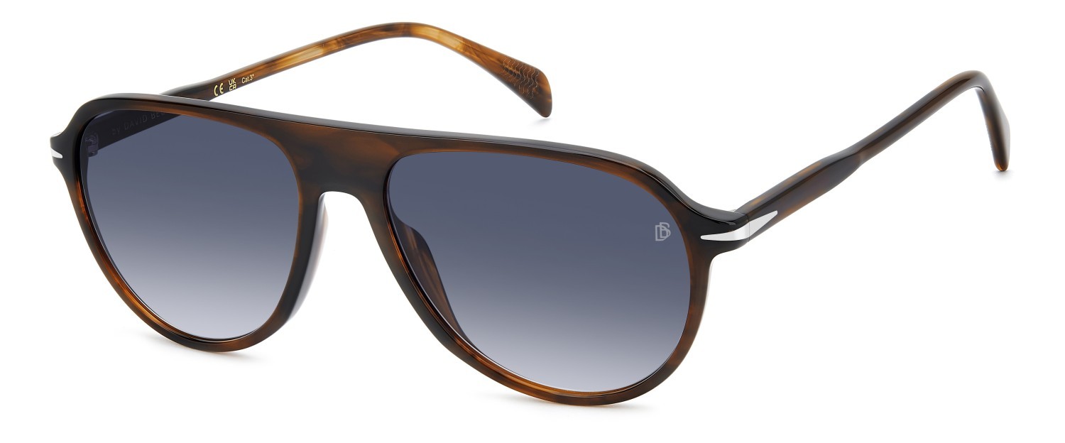 Sonnenbrillen David Beckham Db 1200/S 208146 EX4 08 farbe brown horn form aviator gläser dk blue shaded