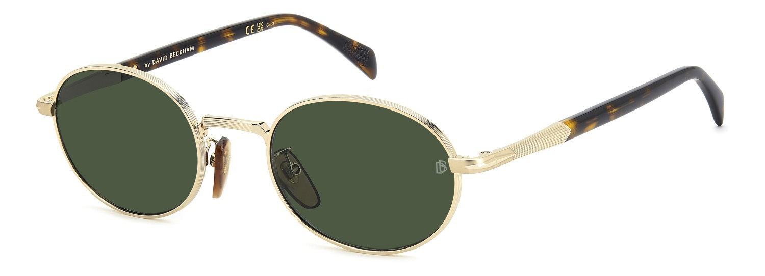 Sunglasses David Beckham Db 1196/S 208147 06J O7 color gold havana shape oval lenses green lightgreen antireflex