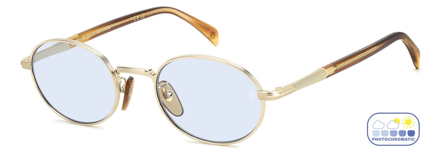 Sunglasses David Beckham Db 1196/S 208147 T5U QZ color gold brown horn shape oval lenses azure photocromatic