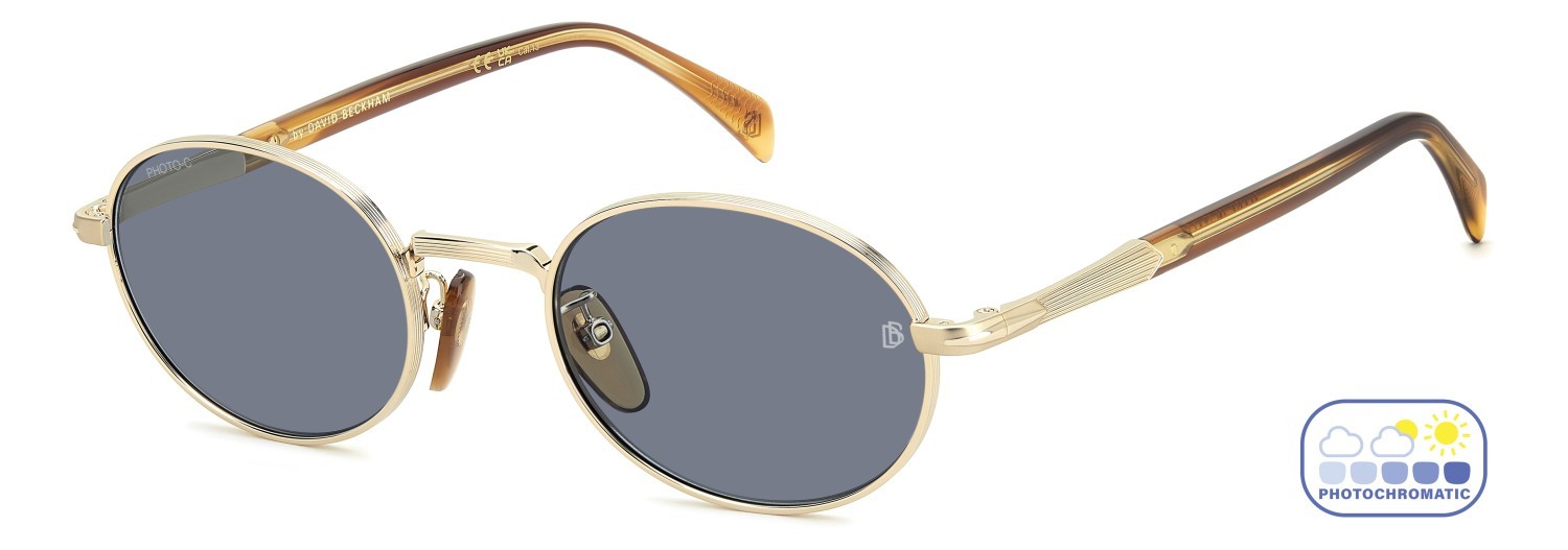 Sunglasses David Beckham Db 1196/S 208147 T5U QZ color gold brown horn shape oval lenses azure photocromatic