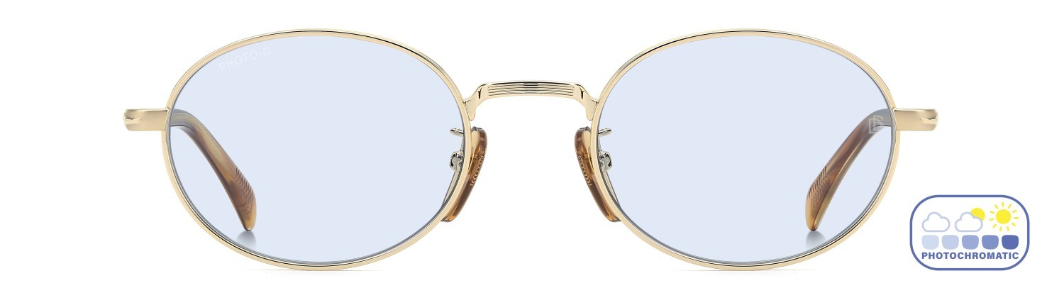 Sunglasses David Beckham Db 1196/S 208147 T5U QZ color gold brown horn shape oval lenses azure photocromatic