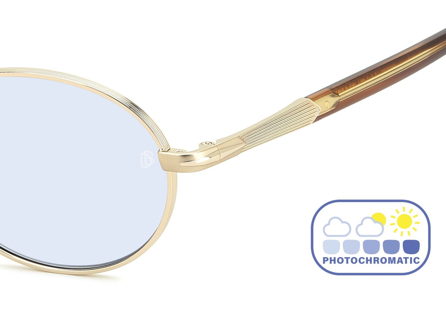 Sunglasses David Beckham Db 1196/S 208147 T5U QZ color gold brown horn shape oval lenses azure photocromatic