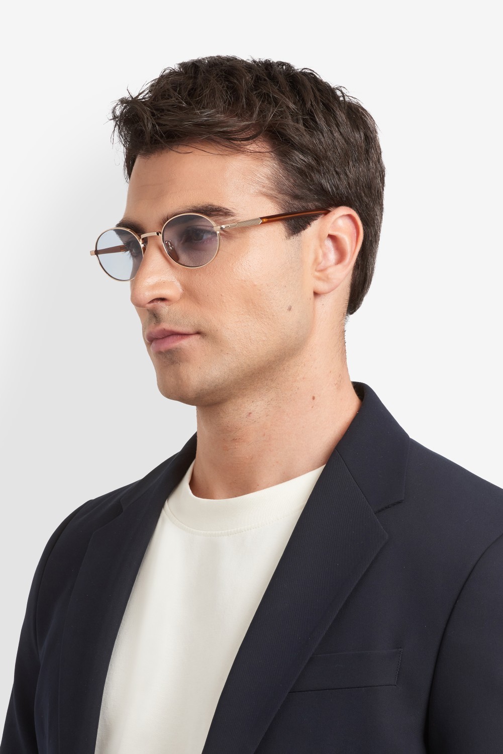 Sunglasses David Beckham Db 1196/S 208147 T5U QZ color gold brown horn shape oval lenses azure photocromatic