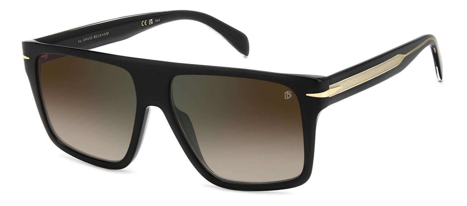 Sunglasses David Beckham Db 7149/S 208151 807 QY color black shape square lenses brown shaded green mirror