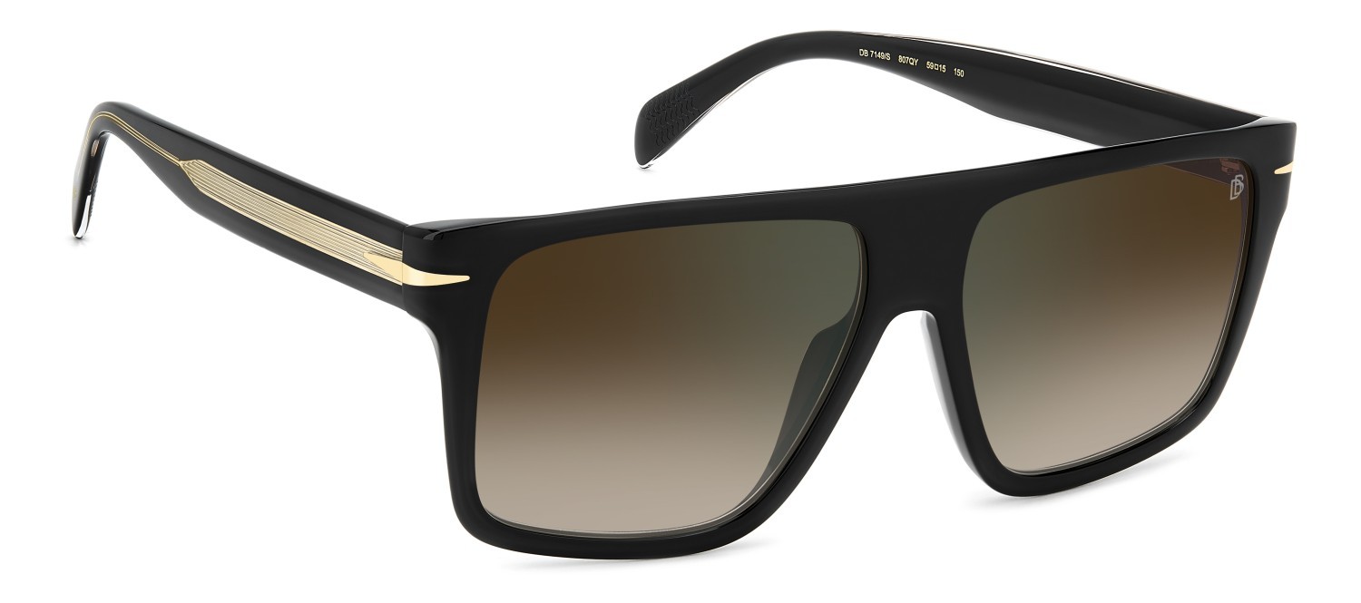 Sunglasses David Beckham Db 7149/S 208151 807 QY color black shape square lenses brown shaded green mirror