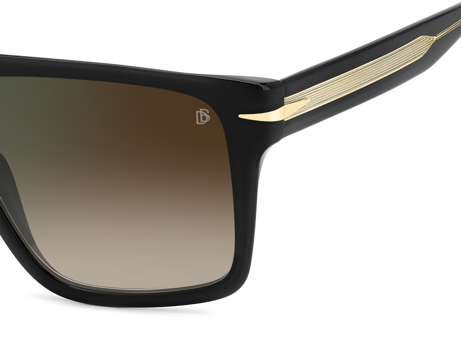 Sunglasses David Beckham Db 7149/S 208151 807 QY color black shape square lenses brown shaded green mirror
