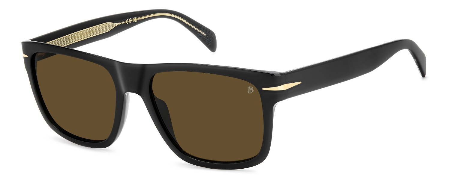 Sunglasses David Beckham Db 7150/S 208152 807 70 color black shape rectangle lenses brown