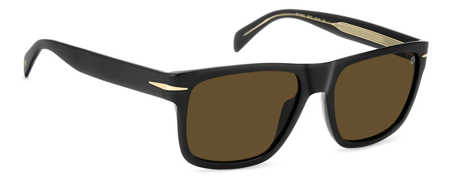 Sunglasses David Beckham Db 7150/S 208152 807 70 color black shape rectangle lenses brown
