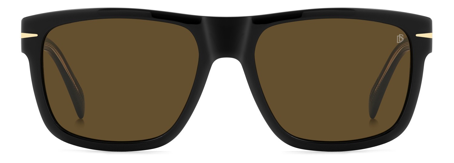 Sunglasses David Beckham Db 7150/S 208152 807 70 color black shape rectangle lenses brown