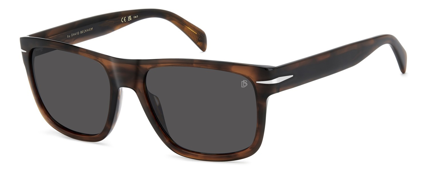 Sunglasses David Beckham Db 7150/S 208152 EX4 IR color brown horn shape rectangle lenses grey
