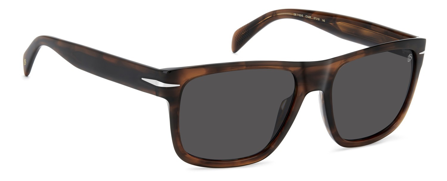 Sunglasses David Beckham Db 7150/S 208152 EX4 IR color brown horn shape rectangle lenses grey