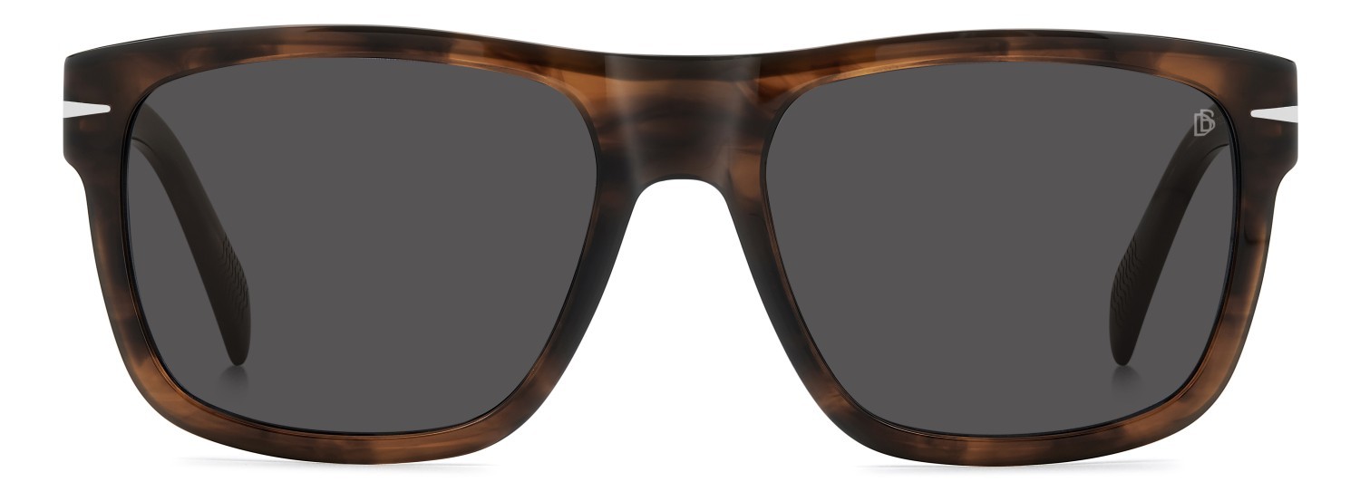 Sunglasses David Beckham Db 7150/S 208152 EX4 IR color brown horn shape rectangle lenses grey