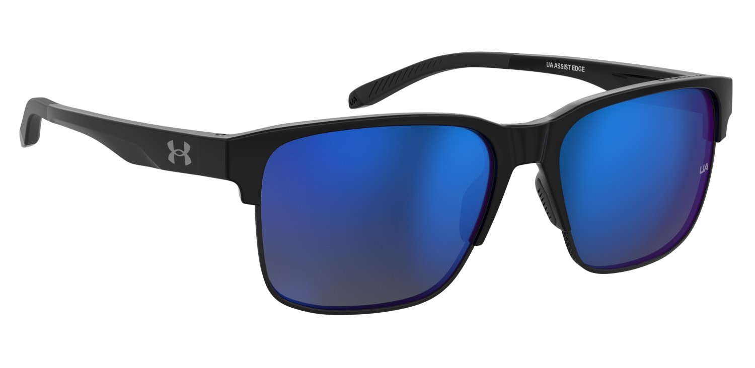 Occhiali da sole Under Armour Ua Assist Edge 208153 D51 Z0 colore black blue forma rettangolare lenti blue multilayer