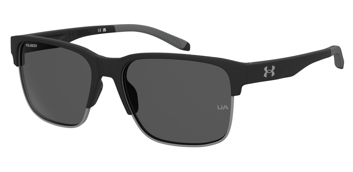 Sunglasses Under Armour Ua Assist Edge 208153 O6W M9 color matte black grey shape rectangle lenses grey polarized
