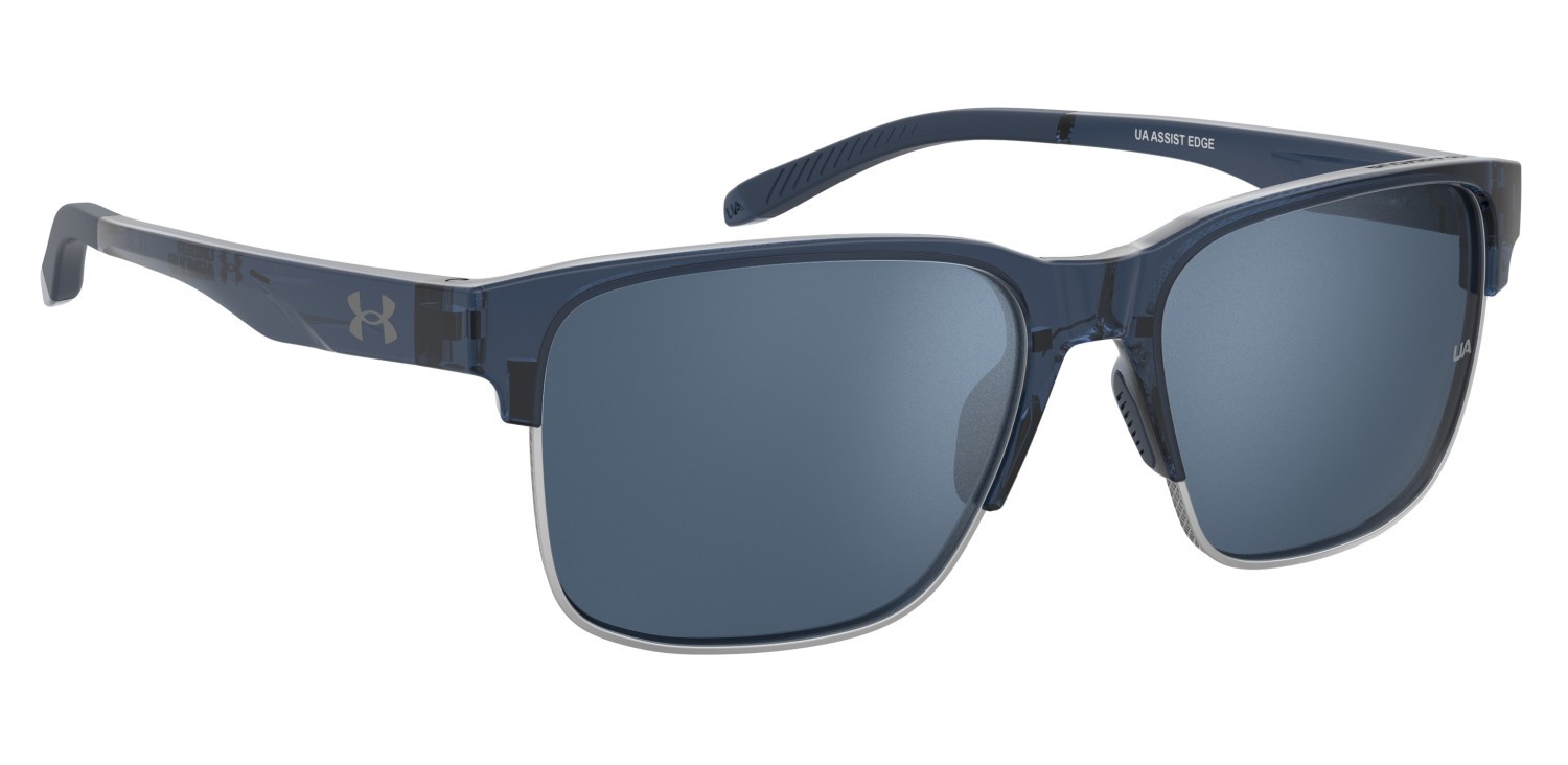 Sunglasses Under Armour Ua Assist Edge 208153 OXZ 61 color blue crystal shape rectangle lenses blue flash