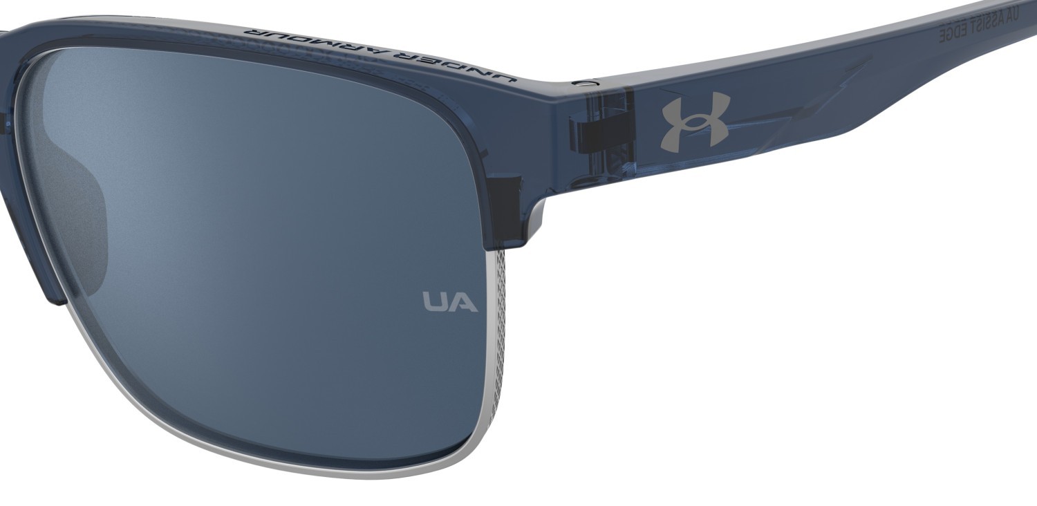 Sunglasses Under Armour Ua Assist Edge 208153 OXZ 61 color blue crystal shape rectangle lenses blue flash