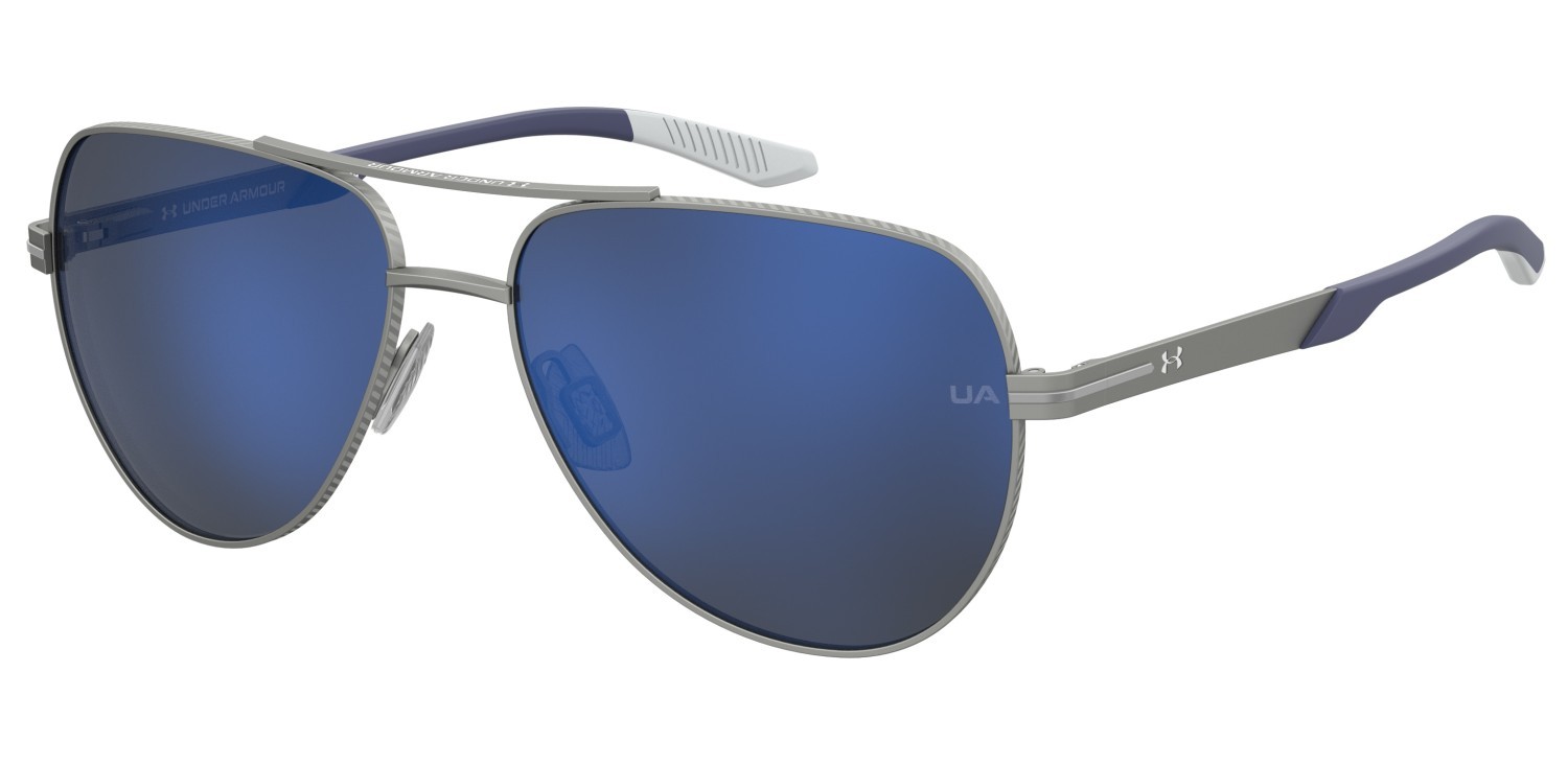 Occhiali da sole Under Armour Ua Instinct 2/G 208154 9T9 XT colore matte ruthenium blue forma aviator lenti blu sky mirror
