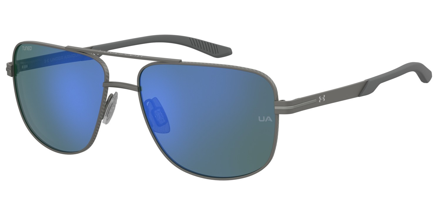 Occhiali da sole Under Armour Ua Impulse 2/G 208155 4UY V8 colore matte dark ruthenium grey forma quadrato lenti green multilayer oleophobic