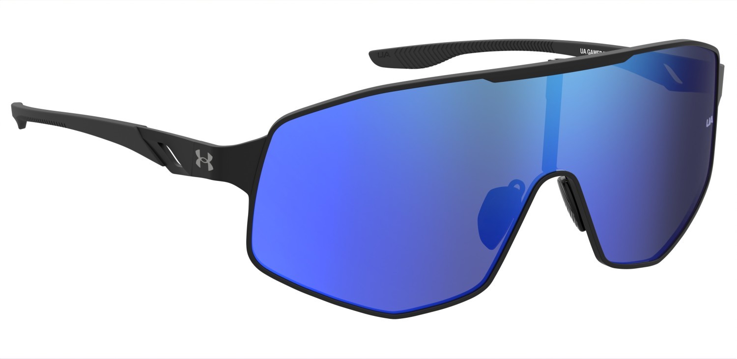 Sunglasses Under Armour Ua Gamedaymtl/G 208157 0VK W1 color matte black blue shape mask lenses blue multilayer oleophobic