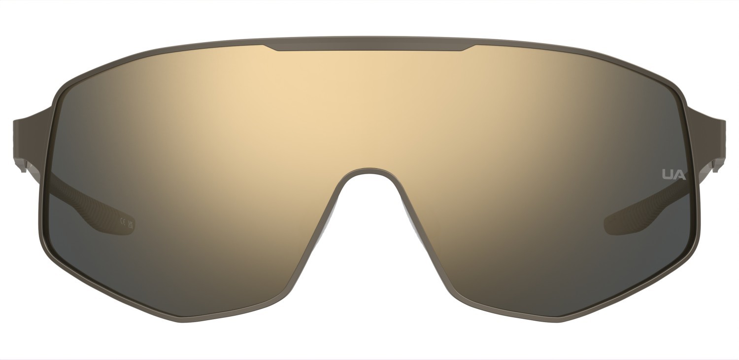 Sunglasses Under Armour Ua Gamedaymtl/G 208157 S05 2B color grey brown shape mask lenses gold mirror oleophobic