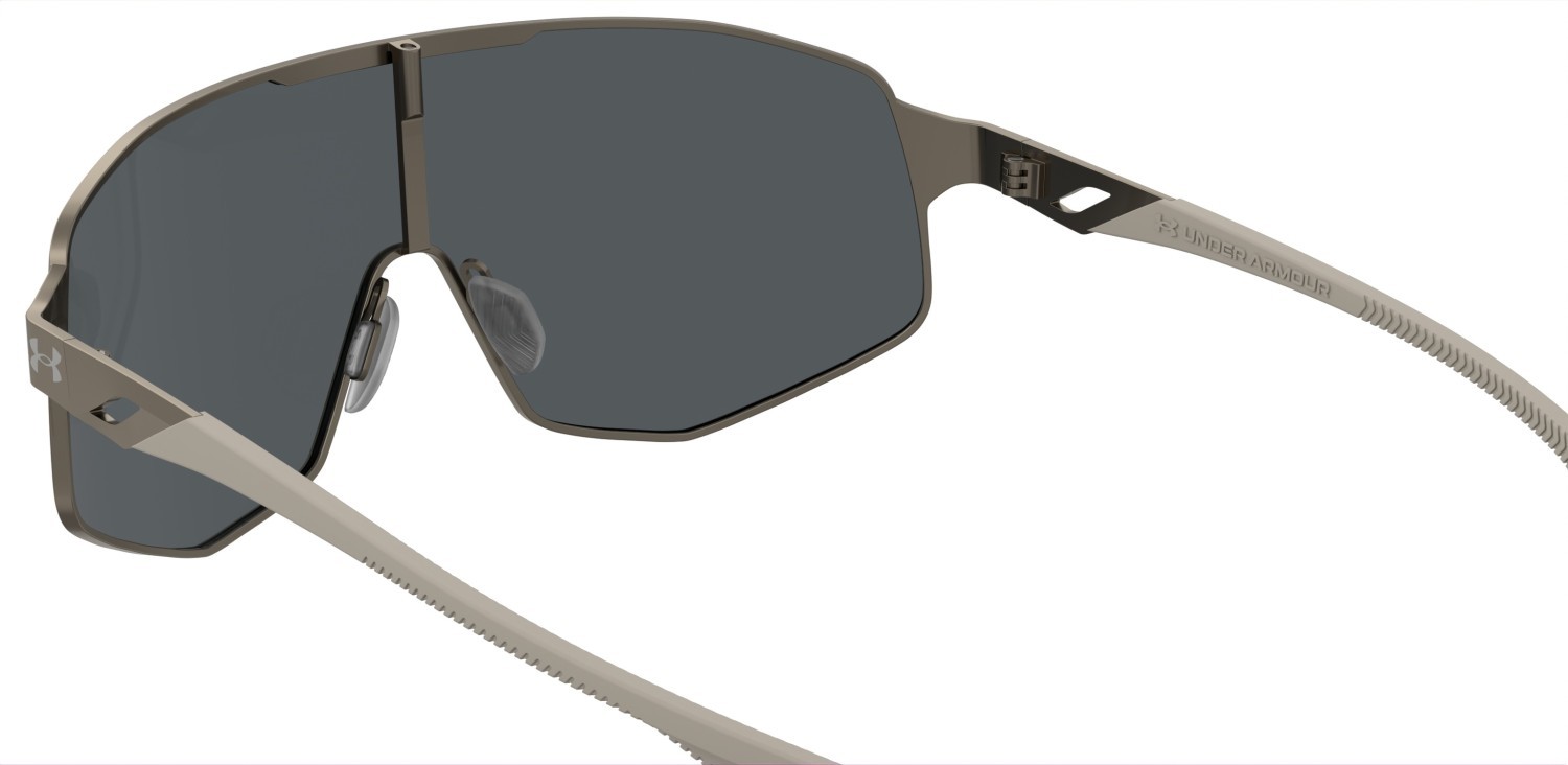 Sunglasses Under Armour Ua Gamedaymtl/G 208157 S05 2B color grey brown shape mask lenses gold mirror oleophobic