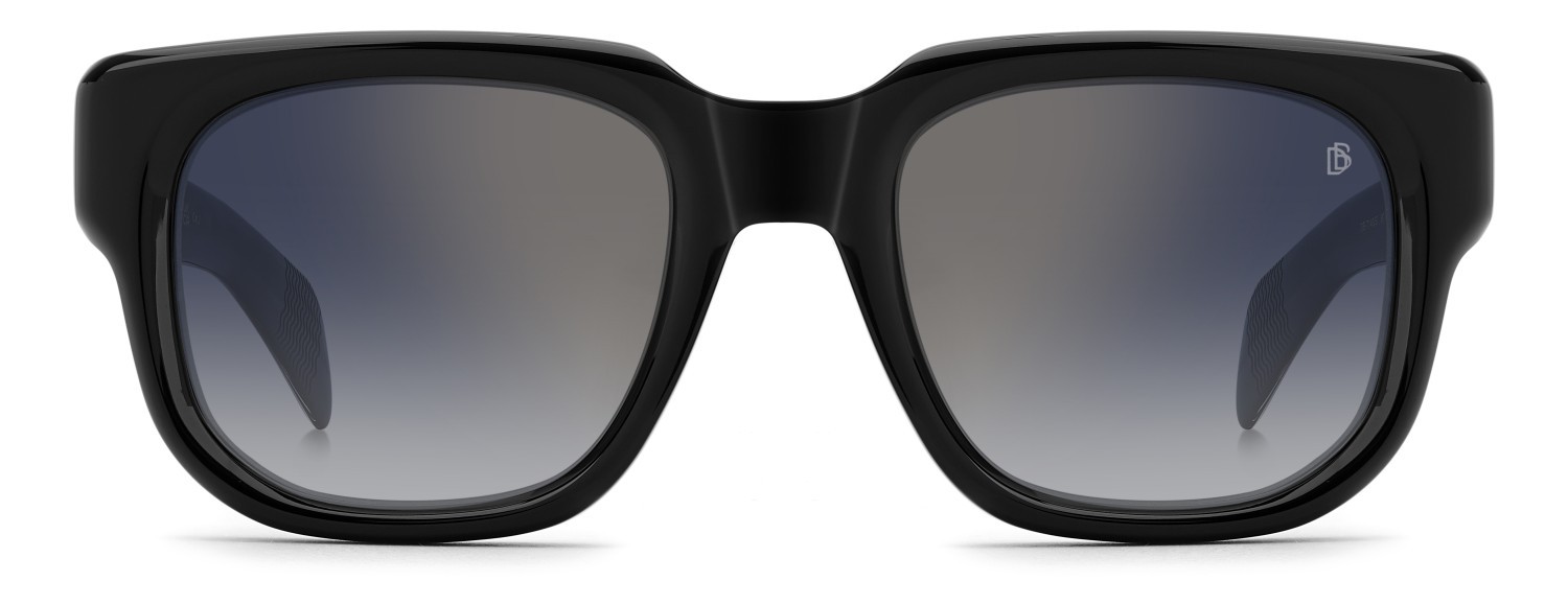Sunglasses David Beckham Db 7146/S 208159 807 1V color black shape square lenses blue shaded gold mirror