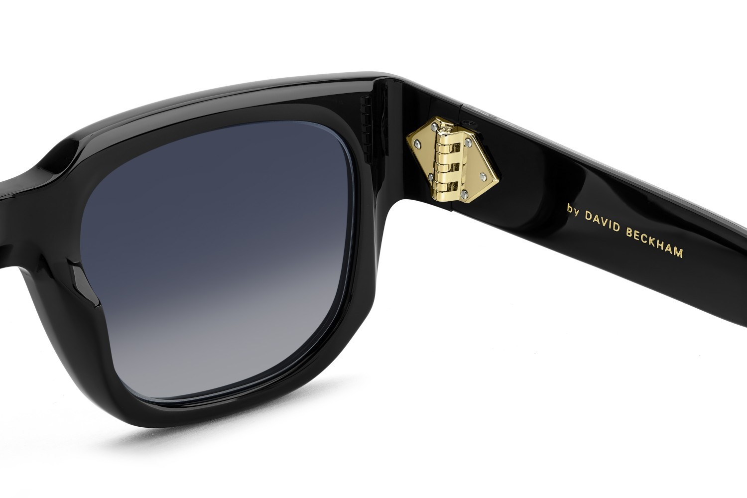 Sunglasses David Beckham Db 7146/S 208159 807 1V color black shape square lenses blue shaded gold mirror
