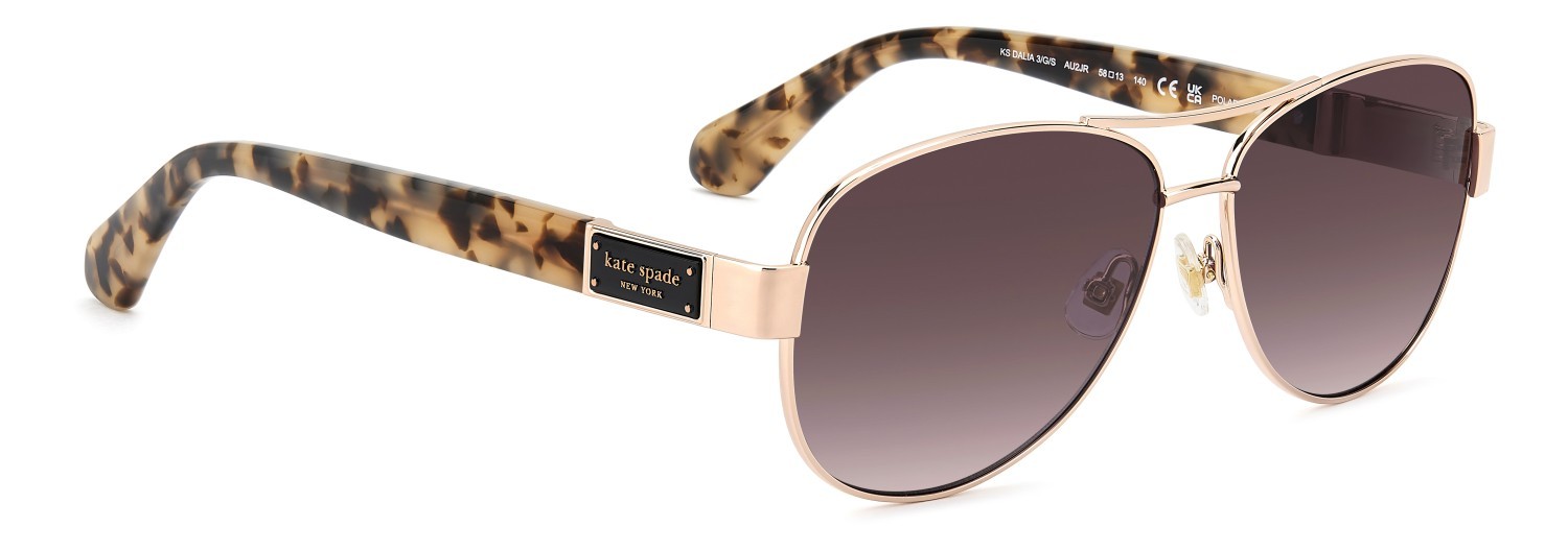 Sonnenbrillen Kate Spade Ks Dalia 3/G 208162 AU2 JR farbe red gold form aviator gläser burgundy shaded polarized