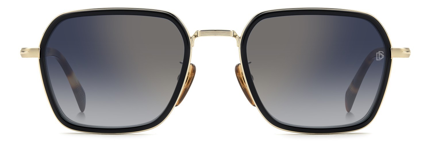 Sunglasses David Beckham Db 1194/G 208167 RHL 1V color gold black 2 shape square lenses blue shaded gold mirror