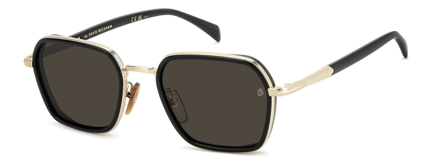 Sunglasses David Beckham Db 1194/G 208167 RHL IR color gold black 2 shape square lenses grey