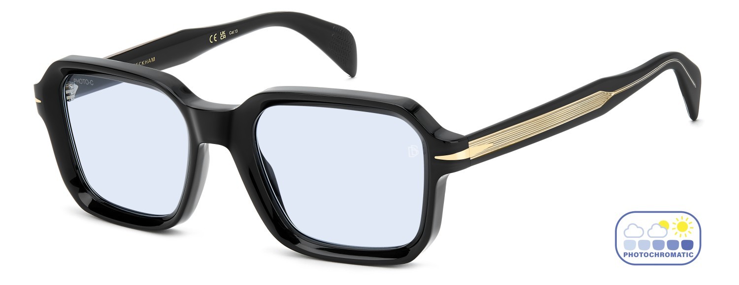 Sunglasses David Beckham Db 7147/S 208171 807 QZ color black shape square lenses azure photocromatic
