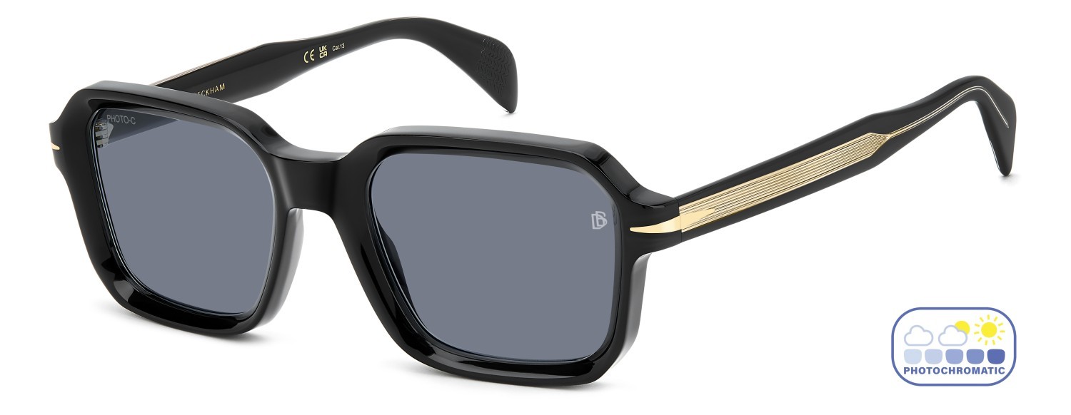 Sunglasses David Beckham Db 7147/S 208171 807 QZ color black shape square lenses azure photocromatic