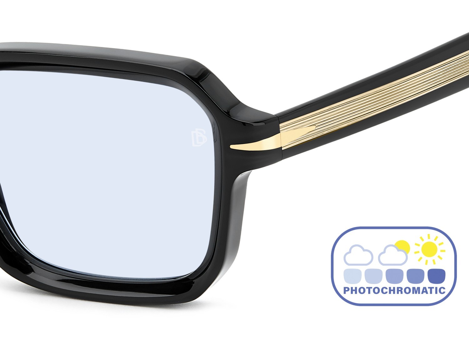 Sunglasses David Beckham Db 7147/S 208171 807 QZ color black shape square lenses azure photocromatic