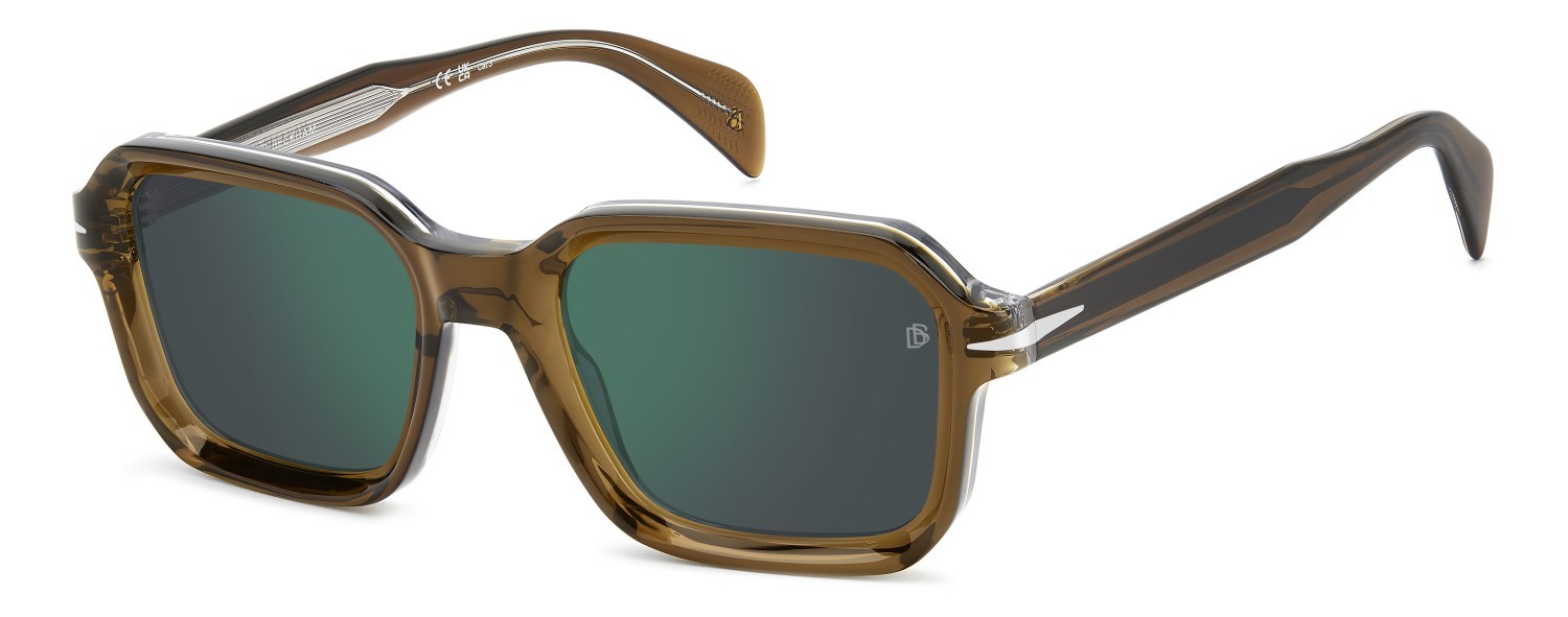 Sunglasses David Beckham Db 7147/S 208171 TXO MT color ochre crystal shape square lenses green mirror