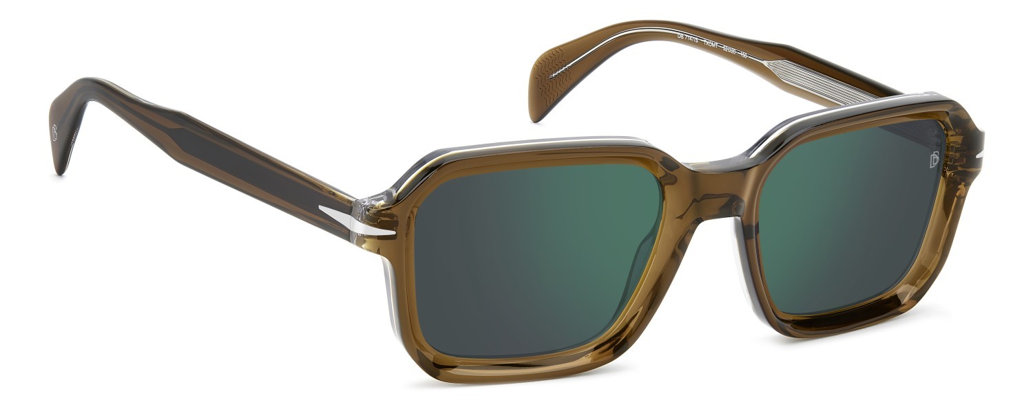 Sunglasses David Beckham Db 7147/S 208171 TXO MT color ochre crystal shape square lenses green mirror