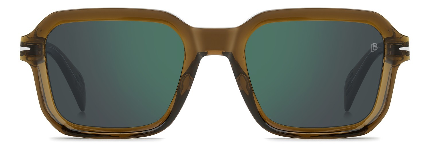 Sunglasses David Beckham Db 7147/S 208171 TXO MT color ochre crystal shape square lenses green mirror