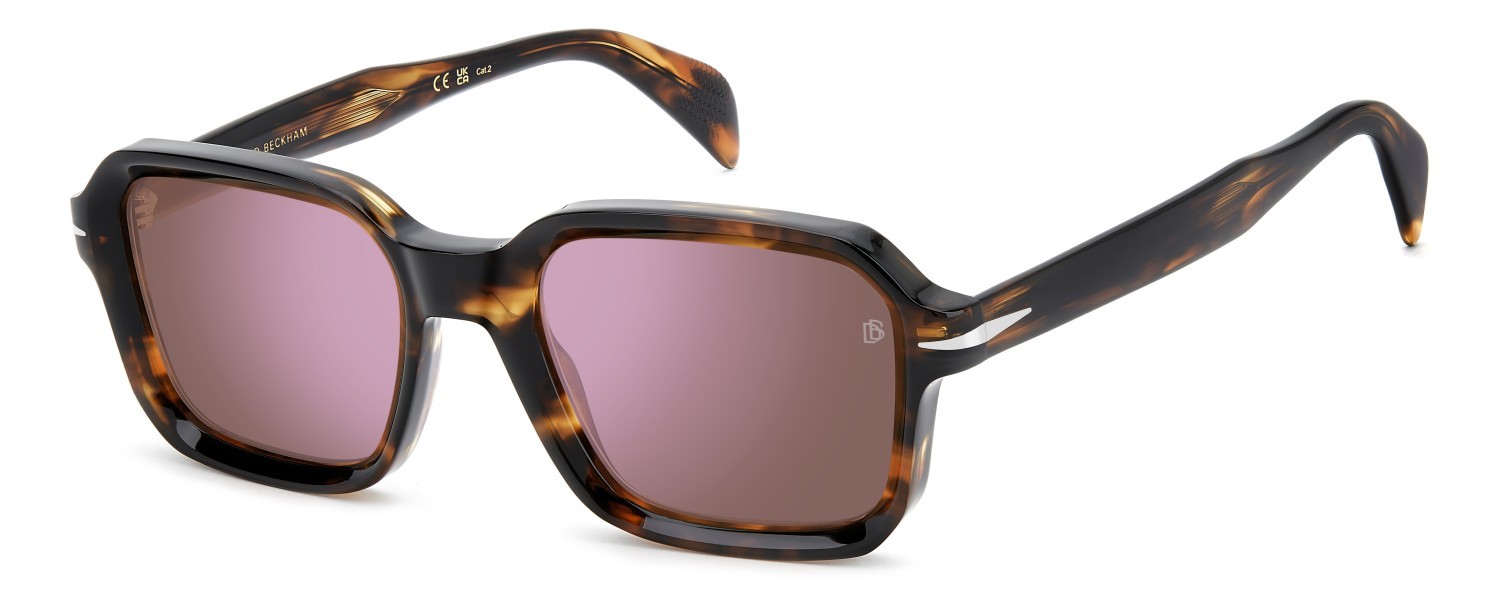 Sunglasses David Beckham Db 7147/S 208171 WR9 13 color brown havana shape square lenses violet mirror