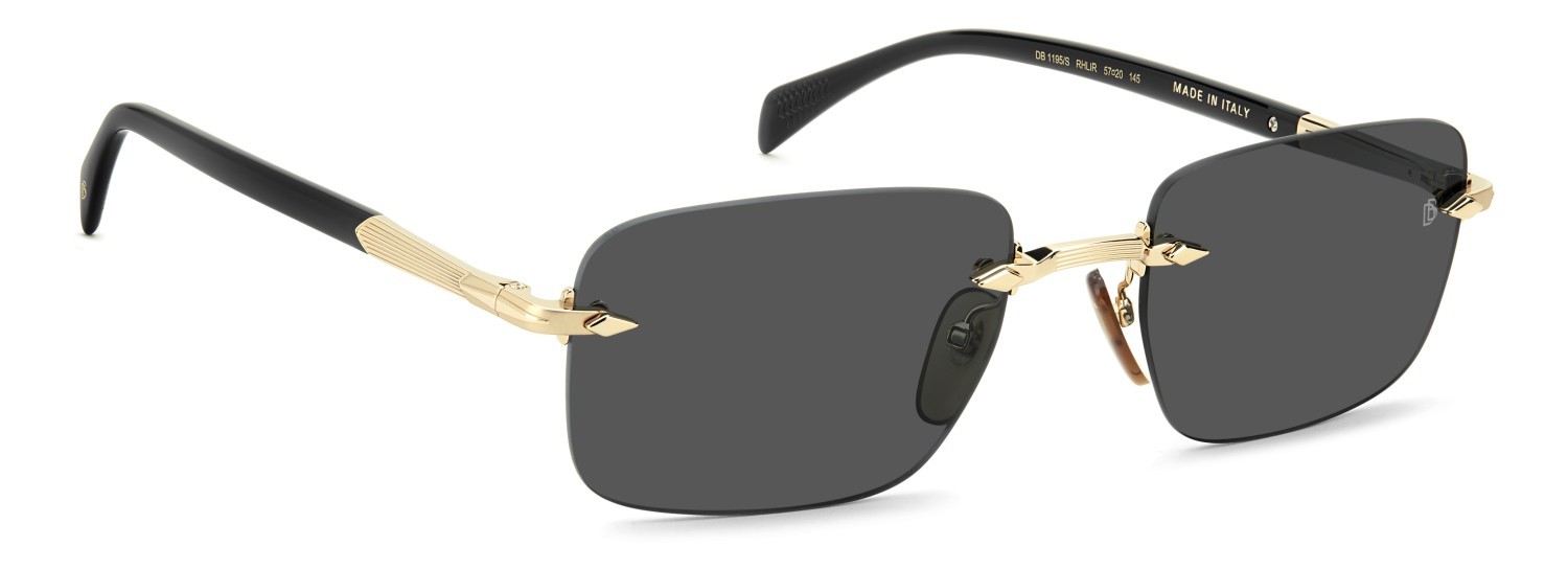 Sunglasses David Beckham Db 1195/S 208172 RHL IR color gold black 2 shape rectangle lenses grey